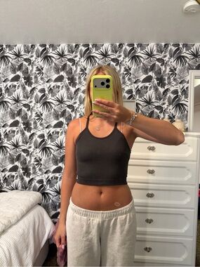 dark charcoal grey Cropped Tank Top